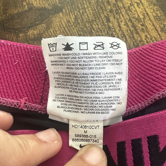 Nike Pro Capri Leggings Yoga Pants Dri-Fit Women's Medium Gym Black Pink - Picture 4 of 7